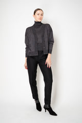 D. Exterior Wool Viscose Knit Sleeveless Turtleneck Top in Antracite Lurex