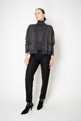 D. Exterior Wool Viscose Knit Sleeveless Turtleneck Top in Antracite Lurex