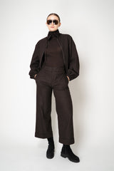 D. Exterior Stretch Tulle Turtleneck Top in Espresso