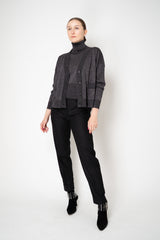 D. Exterior Wool Viscose Knit Sleeveless Turtleneck Top in Antracite Lurex