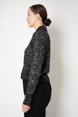 D. Exterior Knit Wool Alpaca Sequin Cropped Cardigan in Black