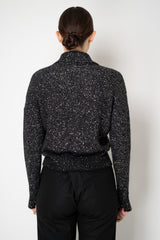 D. Exterior Knit Wool Alpaca Sequin Cropped Cardigan in Black