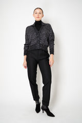 D. Exterior Knit Wool Alpaca Sequin Cropped Cardigan in Black