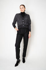 D. Exterior Knit Wool Alpaca Sequin Cropped Cardigan in Black
