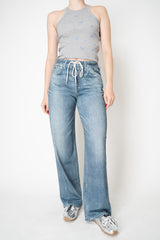 Rag & Bone Miramar Terry Drawstring Wide Leg Jeans in Mid Blue