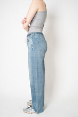 Rag & Bone Miramar Terry Drawstring Wide Leg Jeans in Mid Blue