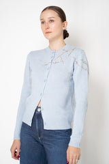 Fabiana Filippi Wool Cashmere Knit Cardigan with Strass Embroidery in Light Blue