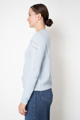 Fabiana Filippi Wool Cashmere Knit Cardigan with Strass Embroidery in Light Blue