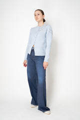 Fabiana Filippi Wool Cashmere Knit Cardigan with Strass Embroidery in Light Blue