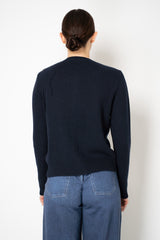 Fabiana Filippi Wool Cashmere Knit Cardigan with Strass Embroidery in Navy