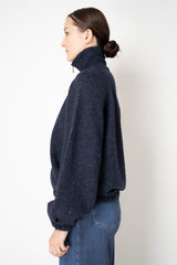 Fabiana Filippi Knit Wool  Oversize Bomber Jacket with Lurex Details in Navy