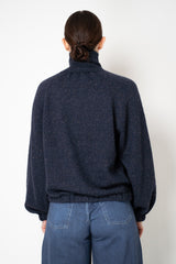 Fabiana Filippi Knit Wool  Oversize Bomber Jacket with Lurex Details in Navy