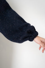 Fabiana Filippi Knit Wool  Oversize Bomber Jacket with Lurex Details in Navy