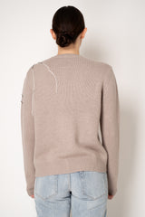 Fabiana Filippi Wool Cashmere Knit Cardigan with Strass Embroidery in Taupe