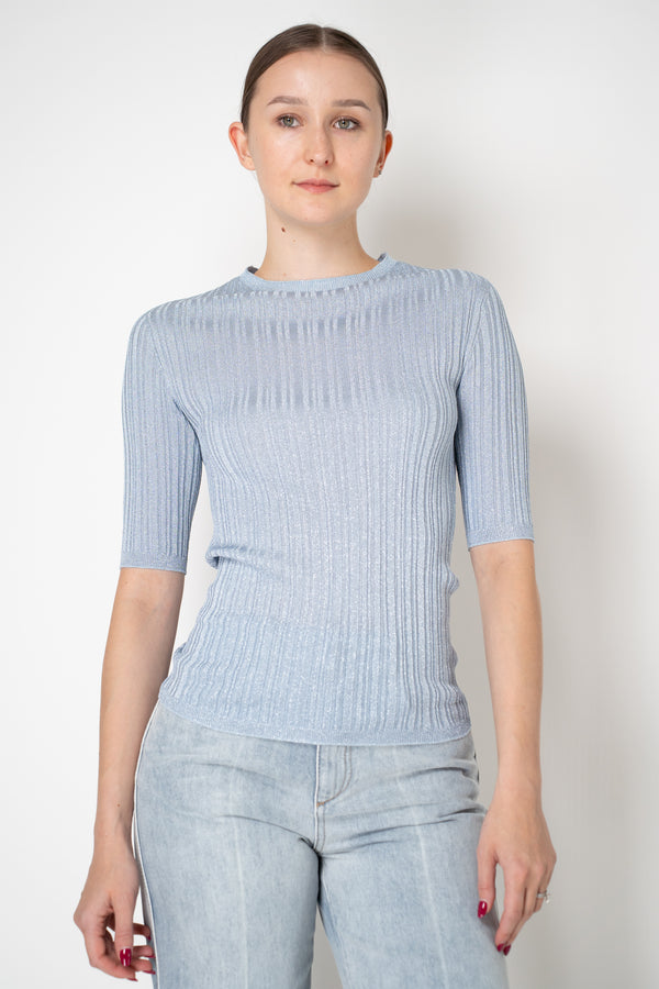 Fabiana Filippi Liquid Drape Ribbed Knit Short Sleeve Pullover in