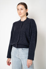 Fabiana Filippi Silk Wool Knit Bomber Cardigan with Sequin Details in Navy