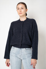 Fabiana Filippi Silk Wool Knit Bomber Cardigan with Sequin Details in Navy