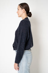 Fabiana Filippi Silk Wool Knit Bomber Cardigan with Sequin Details in Navy