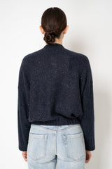 Fabiana Filippi Silk Wool Knit Bomber Cardigan with Sequin Details in Navy