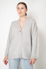 Fabiana Filippi 100% Cashmere Knit Cardigan With Knot Button in Heather Grey