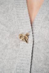 Fabiana Filippi 100% Cashmere Knit Cardigan With Knot Button in Heather Grey