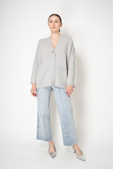 Fabiana Filippi 100% Cashmere Knit Cardigan With Knot Button in Heather Grey