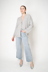 Fabiana Filippi 100% Cashmere Knit Cardigan With Knot Button in Heather Grey