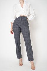 Fabiana Filippi Mid-Rise Slim Fit Mouline Trousers in Grey