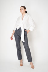 Fabiana Filippi Mid-Rise Slim Fit Mouline Trousers in Grey