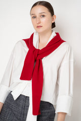 Fabiana Filippi Wool Cashmere Knit Shoulder Shrug with Faux Sleeve in Red