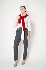 Fabiana Filippi Wool Cashmere Knit Shoulder Shrug with Faux Sleeve in Red