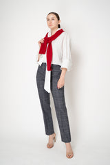 Fabiana Filippi Wool Cashmere Knit Shoulder Shrug with Faux Sleeve in Red
