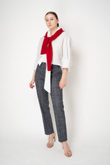 Fabiana Filippi Wool Cashmere Knit Shoulder Shrug with Faux Sleeve in Red