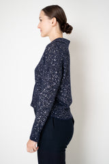D. Exterior Knit Wool Alpaca Sequin Cropped Cardigan in Navy