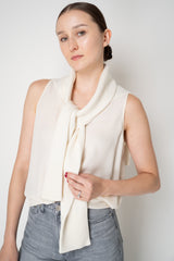 Fabiana Filippi Wool Cashmere Knit Shoulder Shrug with Faux Sleeve in Ivory