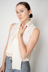 Fabiana Filippi Wool Cashmere Knit Shoulder Shrug with Faux Sleeve in Ivory