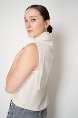 Fabiana Filippi Wool Cashmere Knit Shoulder Shrug with Faux Sleeve in Ivory
