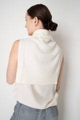 Fabiana Filippi Wool Cashmere Knit Shoulder Shrug with Faux Sleeve in Ivory