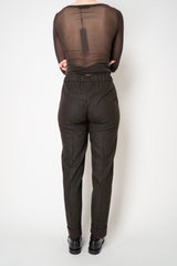 D. Exterior Tapered Leg Cropped Flannel Pants in Dark Espresso