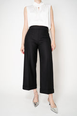 D. Exterior Wide Leg Cropped Flannel Pants in Black