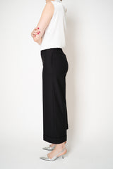 D. Exterior Wide Leg Cropped Flannel Pants in Black