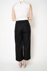 D. Exterior Wide Leg Cropped Flannel Pants in Black