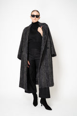 D. Exterior Wool Viscose Knit Sleeveless Turtleneck Top in Black Lurex