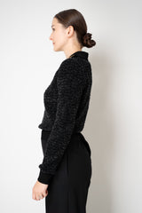 Balmain Cropped Bouclé Knit Half-Zip Pullover in Black