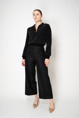Balmain Cropped Bouclé Knit Half-Zip Pullover in Black