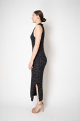 D. Exterior Knit Wool Alpaca Sequin Maxi Dress in Black
