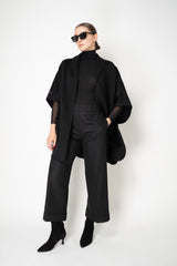 D. Exterior Stretch Tulle Turtleneck Top in Black
