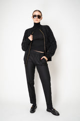 D. Exterior Tapered Leg Flannel Pants in Black