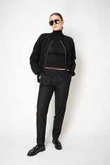 D. Exterior Tapered Leg Flannel Pants in Black