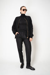 D. Exterior Tapered Leg Flannel Pants in Black